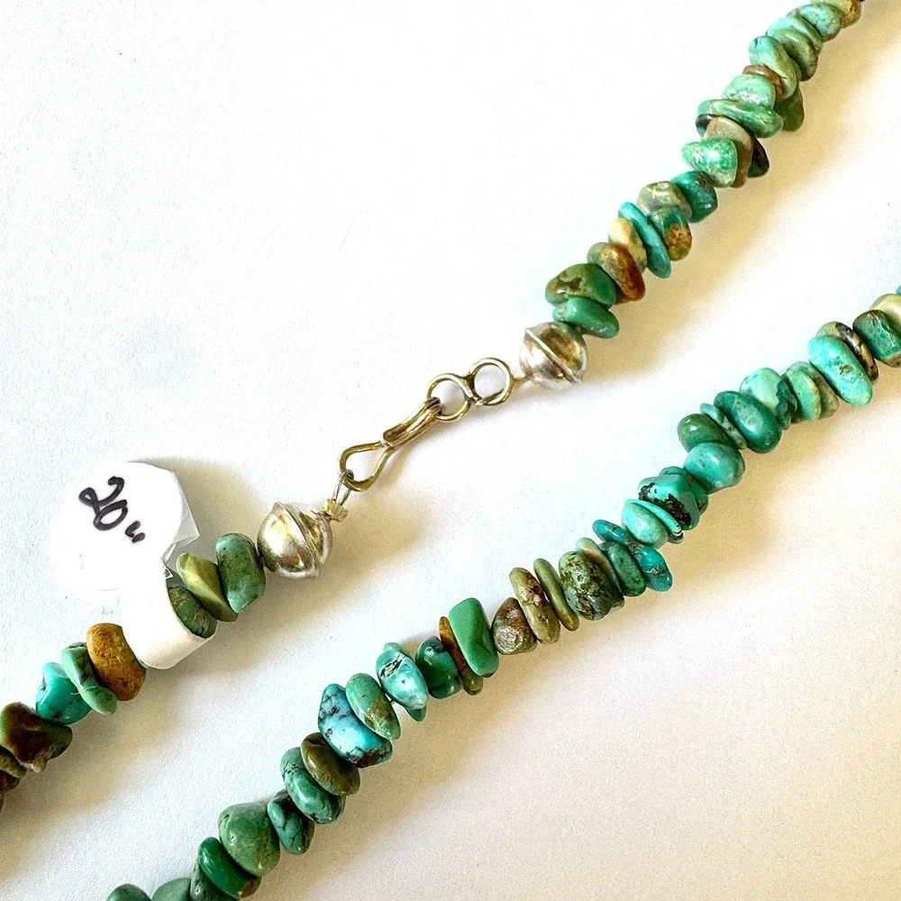Handcrafted Turquoise Chip Bead Necklace - Natural Green-Blue